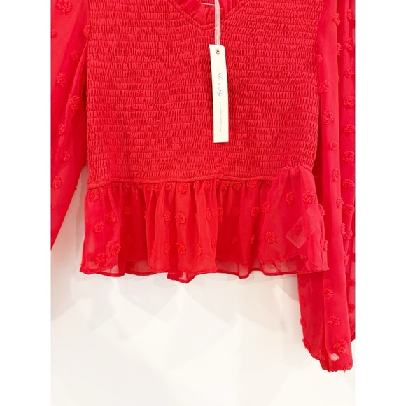 NWT SHE and SKY size S The Best Around Red Swiss Dot Blouse - Picture 7 of 9